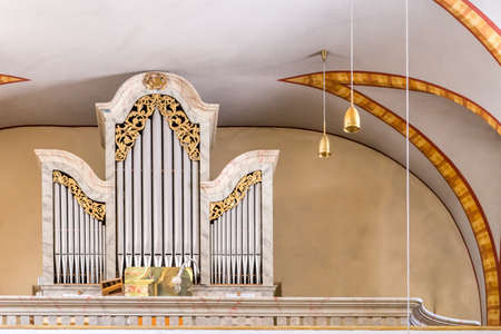 San Cassiano (BZ), February 12, 2019: sunlight is enlightening the interiors of the parish churchの写真素材