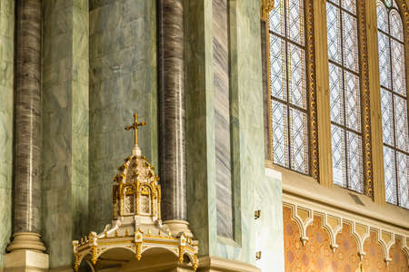 Brunico (BZ), February 12, 2019: sunlight is enlightening the interiors of the Church of the...