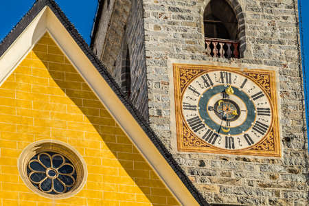 Brunico (BZ), February 12, 2019: sunlight is enlightening the Ursuline Church