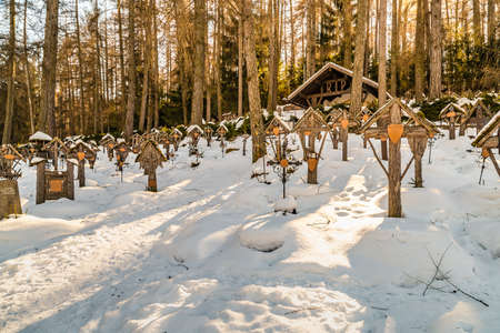 Brunico (BZ), February 12, 2019: snow is covering the Austro-Hungarian War Cemetery in Bruneckのeditorial素材
