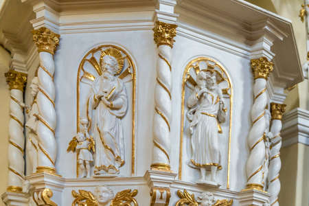 San Cassiano (BZ), February 12, 2019: sunlight is enlightening the interiors of the parish churchのeditorial素材