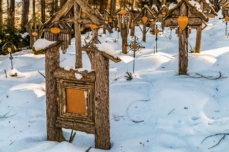 Brunico (BZ), February 12, 2019: snow is covering the Austro-Hungarian War Cemetery in Bruneckのeditorial素材