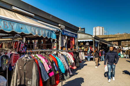 NAPLES, ITALY - JANUARY 5, 2020: tourists visiting Poggioreale Caramanico Marketのeditorial素材