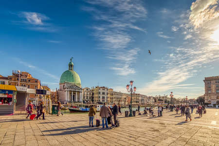 VENEZIA, FEBRUARY 21, 2020: tourists walking in street of the historical center of Veniceのeditorial素材