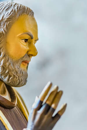 LUGO (RA) - JUNE 1, 2019: statue of Saint Father Pio blessing in the Sanctuary of Madonna del Molino where people in pilgrimage ask for protection against Coronavirusのeditorial素材