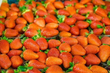 closeup of fresh fruit, red strawberriesの写真素材