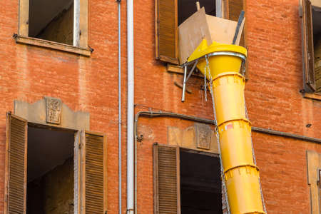 chute for transport of building materials in a house