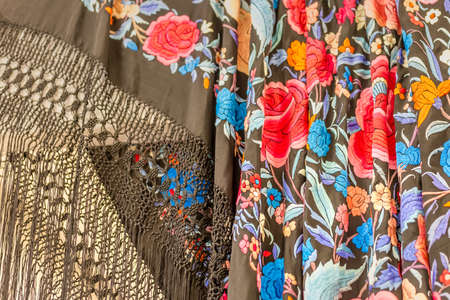 CESENA (FC) - FEBRUARY 16, 2020: lights are enlightening headscarf for sale on stalls at antiques fairのeditorial素材