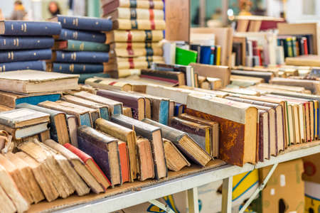 old books for sale at antiques fairのeditorial素材