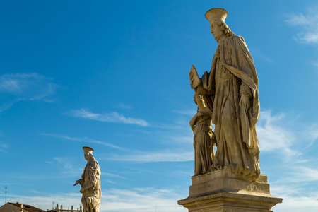 PADOVA, ITALY - FEBRUARY 23, 2019: sunlight is enlightening the Statues of Prato della Valle Square in Paduaのeditorial素材