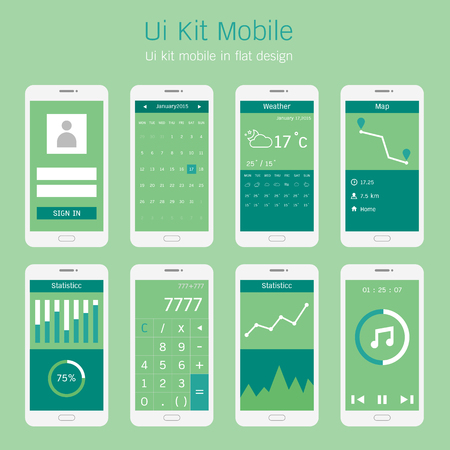 Ui kit mobile in flat designのイラスト素材