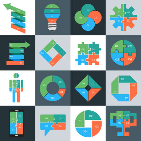 set of infographic option template in flat designのイラスト素材