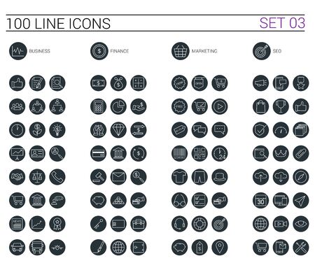 business,finance,marketing,seo line icons setのイラスト素材