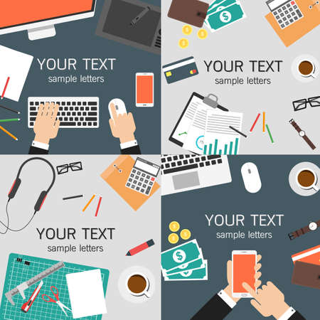 web banners and promotional materials in flat design, mock up templateのイラスト素材