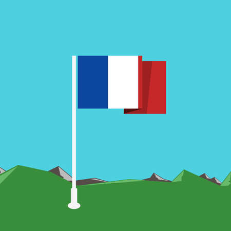 France flag with nature background in flat designのイラスト素材