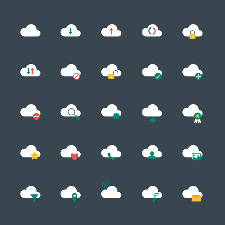 vector cloud computing icons flat styleのイラスト素材