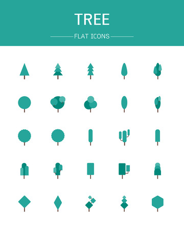 vector tree icons  flat styleのイラスト素材