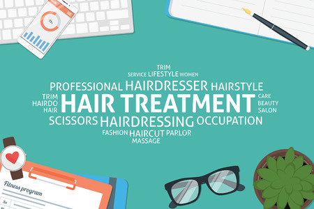 vector hair treatment concept,templateのイラスト素材