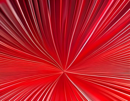 Red abstract background with radial, radiating, converging lines.の素材