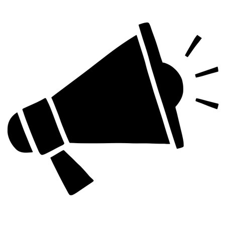 Megaphone vector icon. Flat black symbol. Pictogram is isolated on a white background. Designed for web and software interfaces.の素材