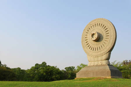 Wheel of truth  Dharmachakra  in the parkの写真素材
