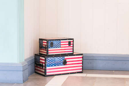 TWO USA FLAG BOX の写真素材