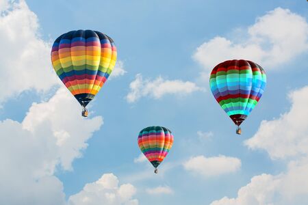 Colorful hot air balloons on the blue skyの写真素材