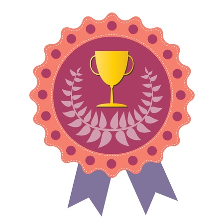 Trophy on  pink badge with Olive wreath, vector formatのイラスト素材
