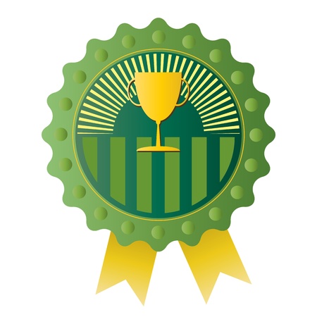 Trophy on Green badge, vector formatのイラスト素材