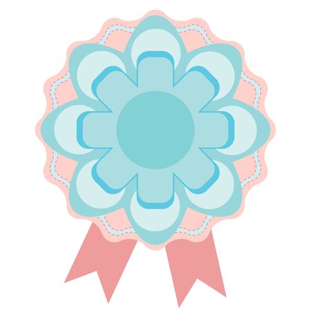 pink and blue flower badge, vector formatのイラスト素材