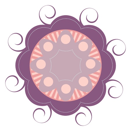 purple flower badge, vector formatのイラスト素材