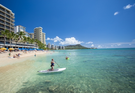 Waikiki beach and hotelsのeditorial素材