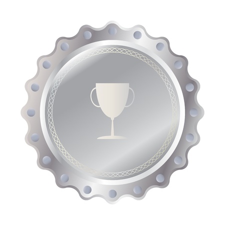 Trophy on  silver badge, label vector formatのイラスト素材