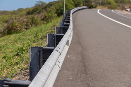 Road with guard rail の写真素材