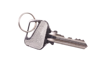 Door key isolated on white backgroundの写真素材