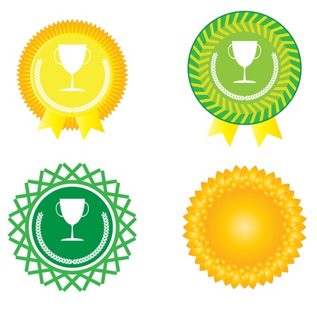 Trophy badge and yellow flower badge  formatのイラスト素材