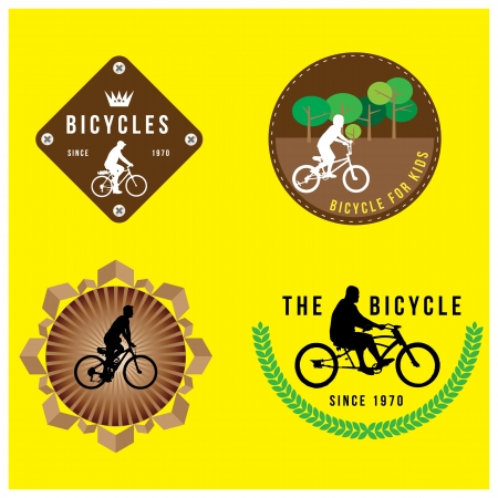 set of silhouette bicycle logo badge and banner formatのイラスト素材