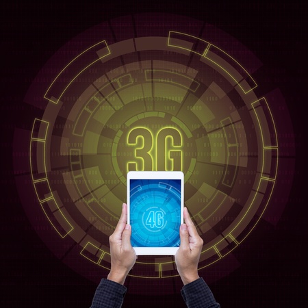 Blue background with the 3G digital elements of  communicationsの写真素材