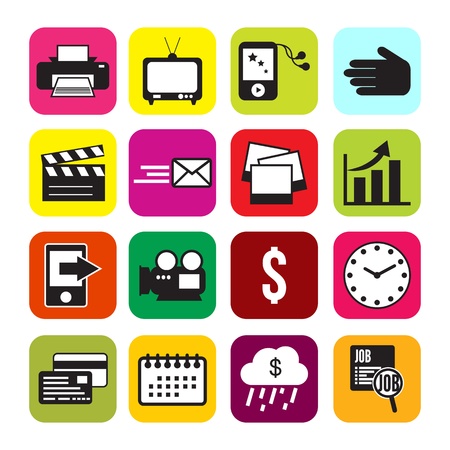 Set colorful icons  it business computer social mediaのイラスト素材