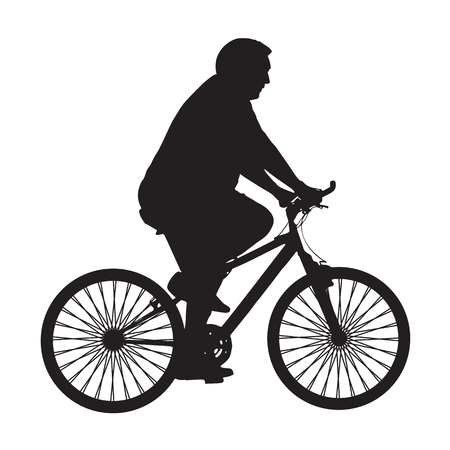 Silhouette man ride bicycle: Royalty-free vector graphics