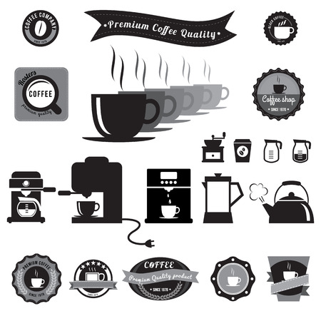 Coffee icons, badge, stickerのイラスト素材