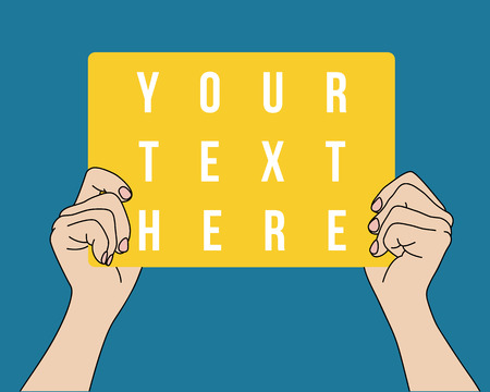 Hands holding blank banner, vector formatのイラスト素材