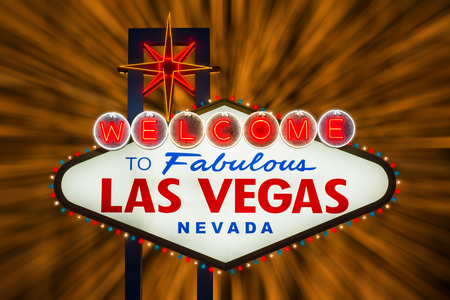 Welcome to fabulous Las Vegas neon sign at nightのeditorial素材