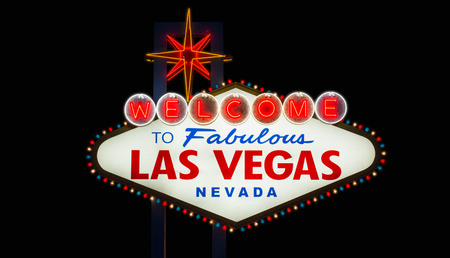 Welcome to fabulous Las Vegas neon sign on black backgroundのeditorial素材