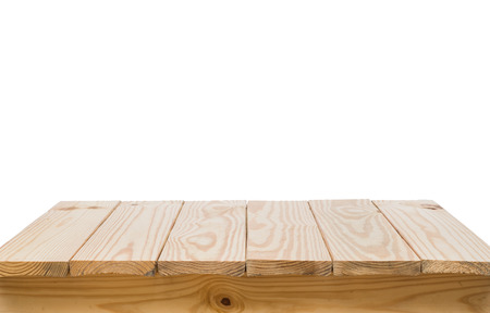 Wood table on white backgroundの写真素材