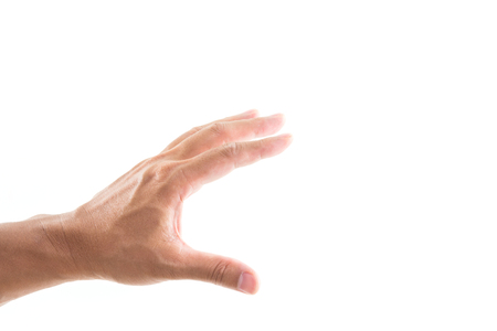 Hand grabbing on white backgroundの写真素材