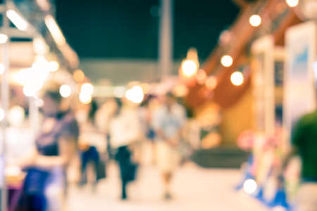 Blurred image of street market, split retro tone color effectedの写真素材