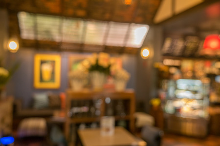 Blurred image of coffee shop, abstract backgroundの写真素材