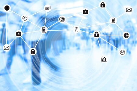 Data management system internet of things graphics design use for brochure report cover