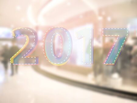 Year 2017 with abstract blur background
